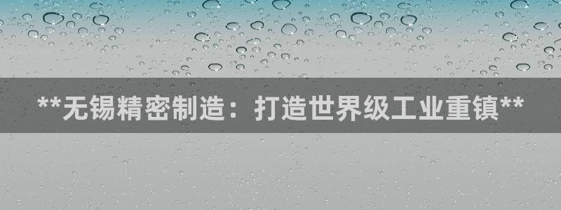 彩神邀请码:00-00-3267：**无锡精密制造：打造世界级工业重镇**