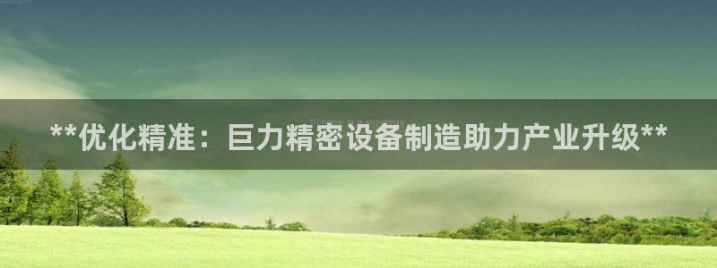 彩神团队是真的吗：**优化精准：巨力精密设备制造助力产业升级**