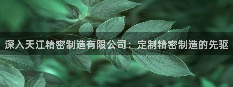 彩神v8是真的挣钱吗：深入天江精密制造有限公司：定制精密制造的先驱